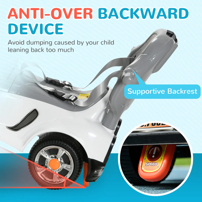 AIYAPLAY 3 in 1 Ride on Push Car, Cartoon Robot Theme Foot to Floor Slider w/ Handle Light Music Horn, Storage - White by All Mart Bristol Ltd