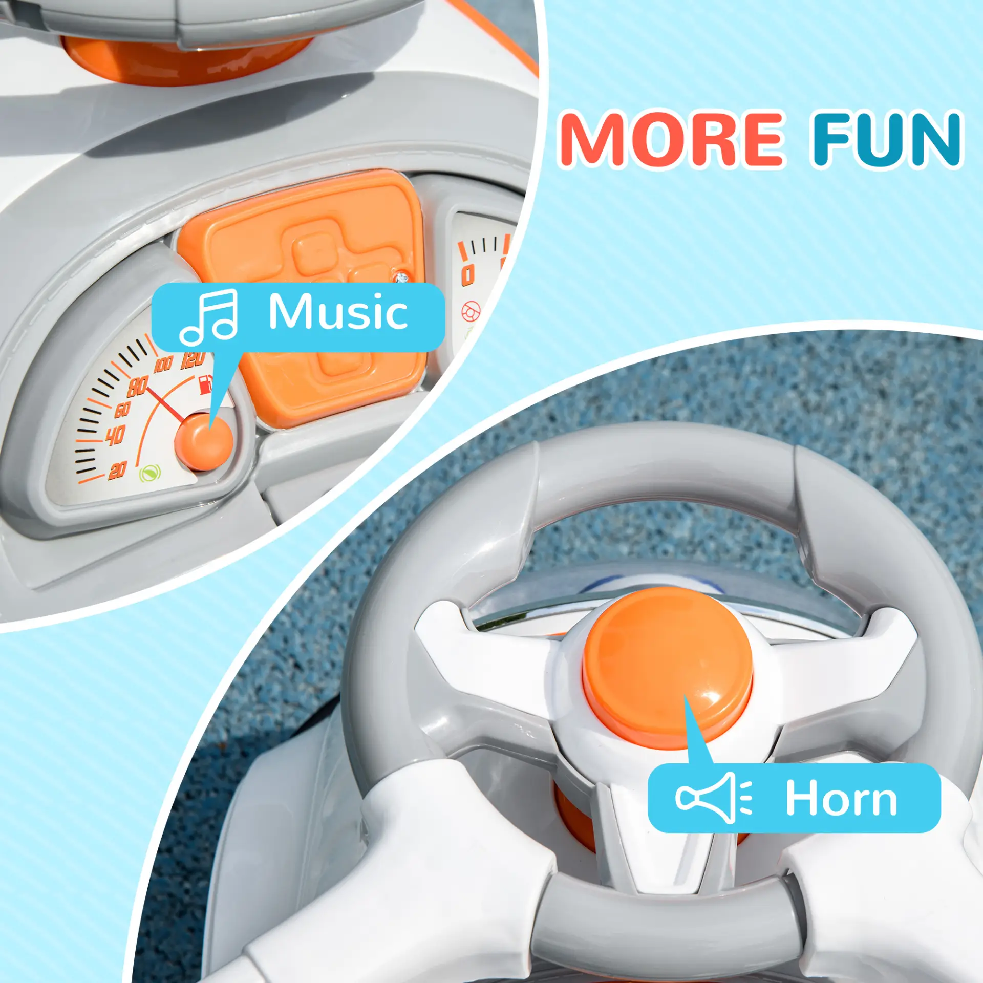 AIYAPLAY 3 in 1 Ride on Push Car, Cartoon Robot Theme Foot to Floor Slider w/ Handle Light Music Horn, Storage - White by All Mart Bristol Ltd