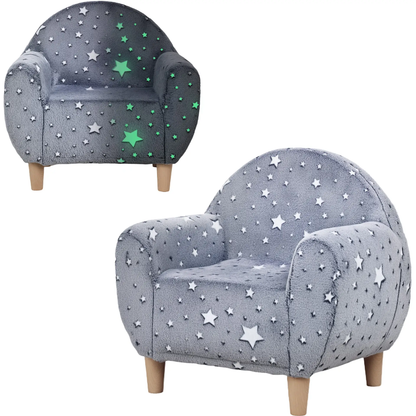 AIYAPLAY Kids Armchair, Glow in the Dark Chair with Star Design for Bedroom, Playroom, Kids Room, Grey by All Mart Bristol Ltd