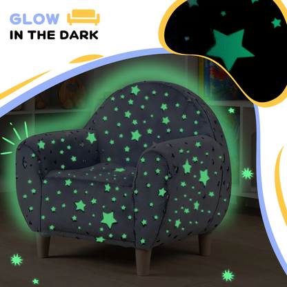 AIYAPLAY Kids Armchair, Glow in the Dark Chair with Star Design for Bedroom, Playroom, Kids Room, Grey by All Mart Bristol Ltd