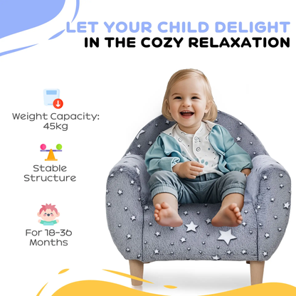 AIYAPLAY Kids Armchair, Glow in the Dark Chair with Star Design for Bedroom, Playroom, Kids Room, Grey by All Mart Bristol Ltd