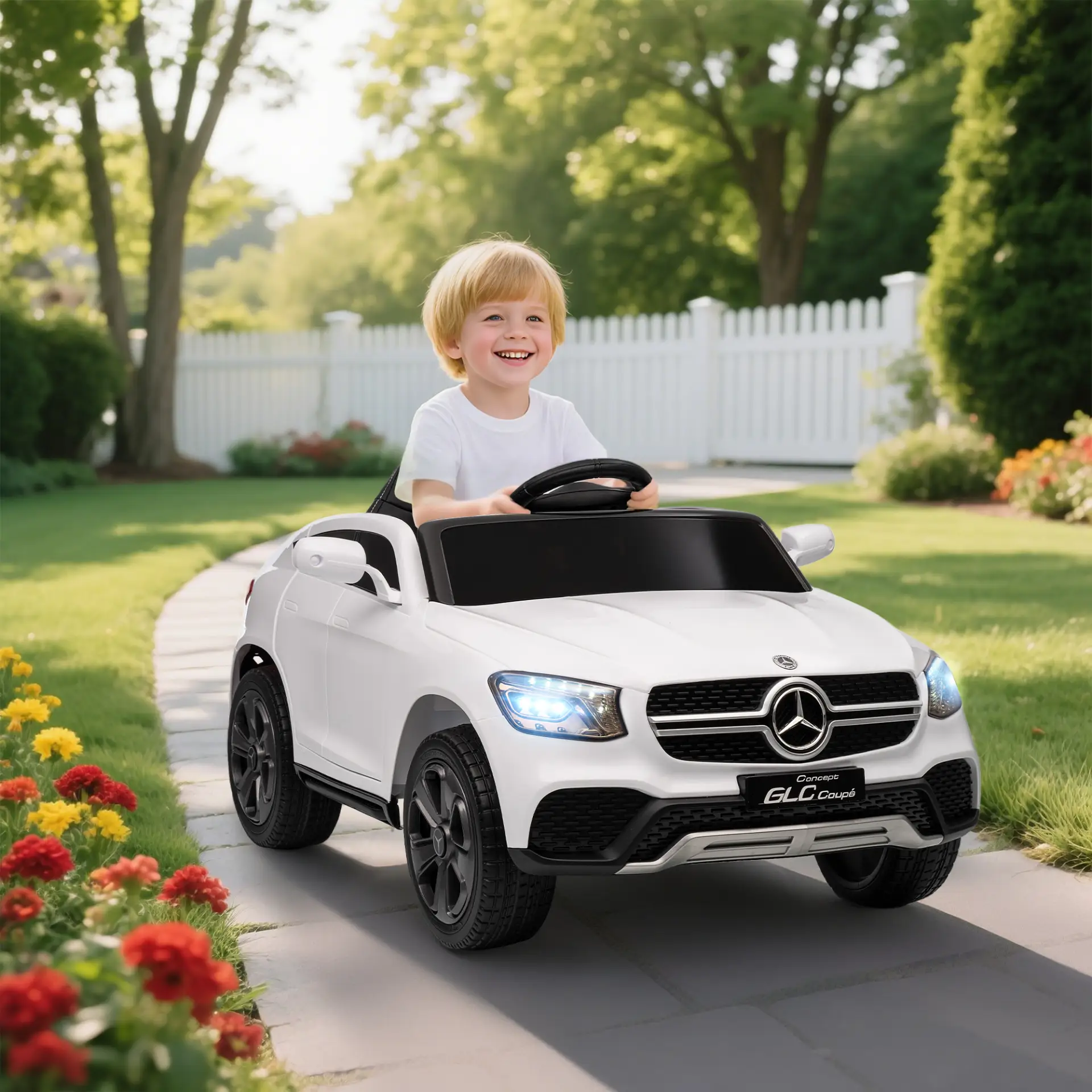 AIYAPLAY Mercedes-Benz GLC Licensed Kids Ride on Car with Remote Control, Soft Start, MP3, LED Headlights, White by All Mart Bristol Ltd