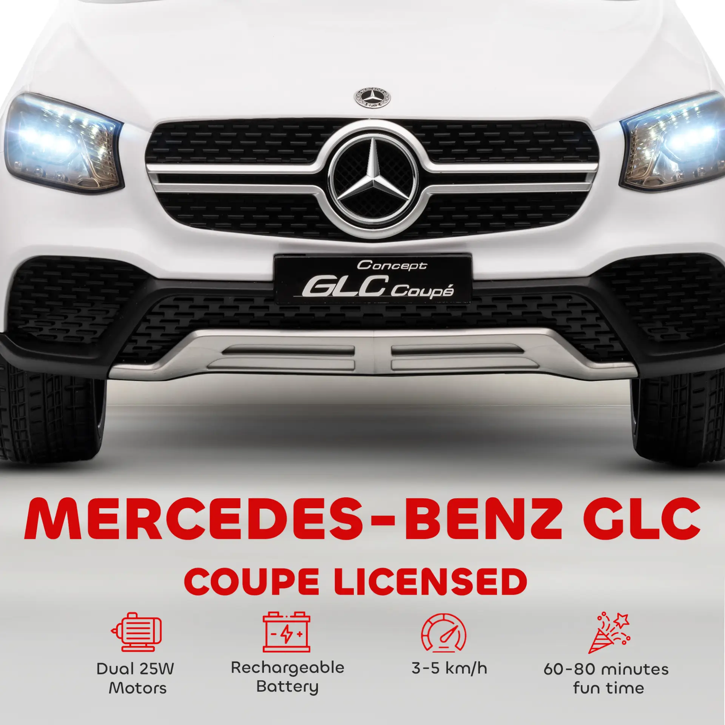 AIYAPLAY Mercedes-Benz GLC Licensed Kids Ride on Car with Remote Control, Soft Start, MP3, LED Headlights, White by All Mart Bristol Ltd