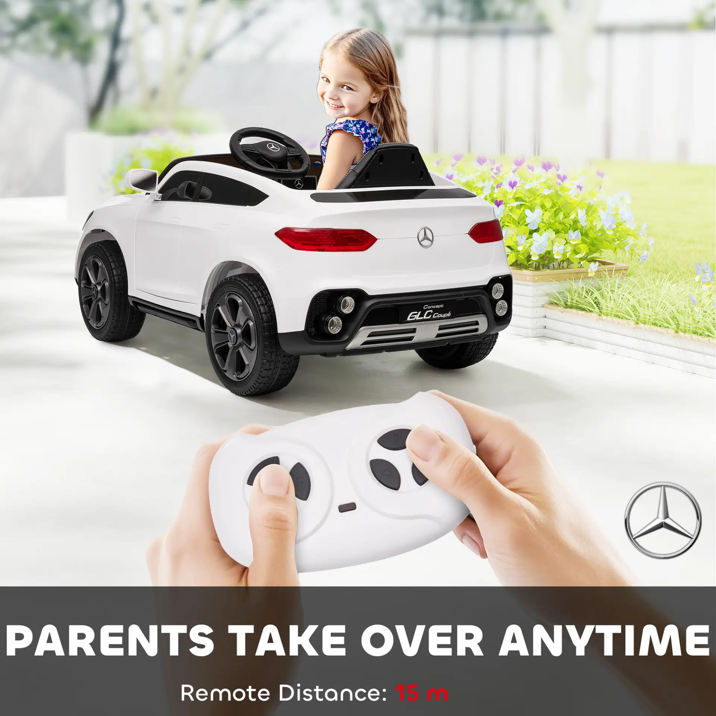 AIYAPLAY Mercedes-Benz GLC Licensed Kids Ride on Car with Remote Control, Soft Start, MP3, LED Headlights, White by All Mart Bristol Ltd