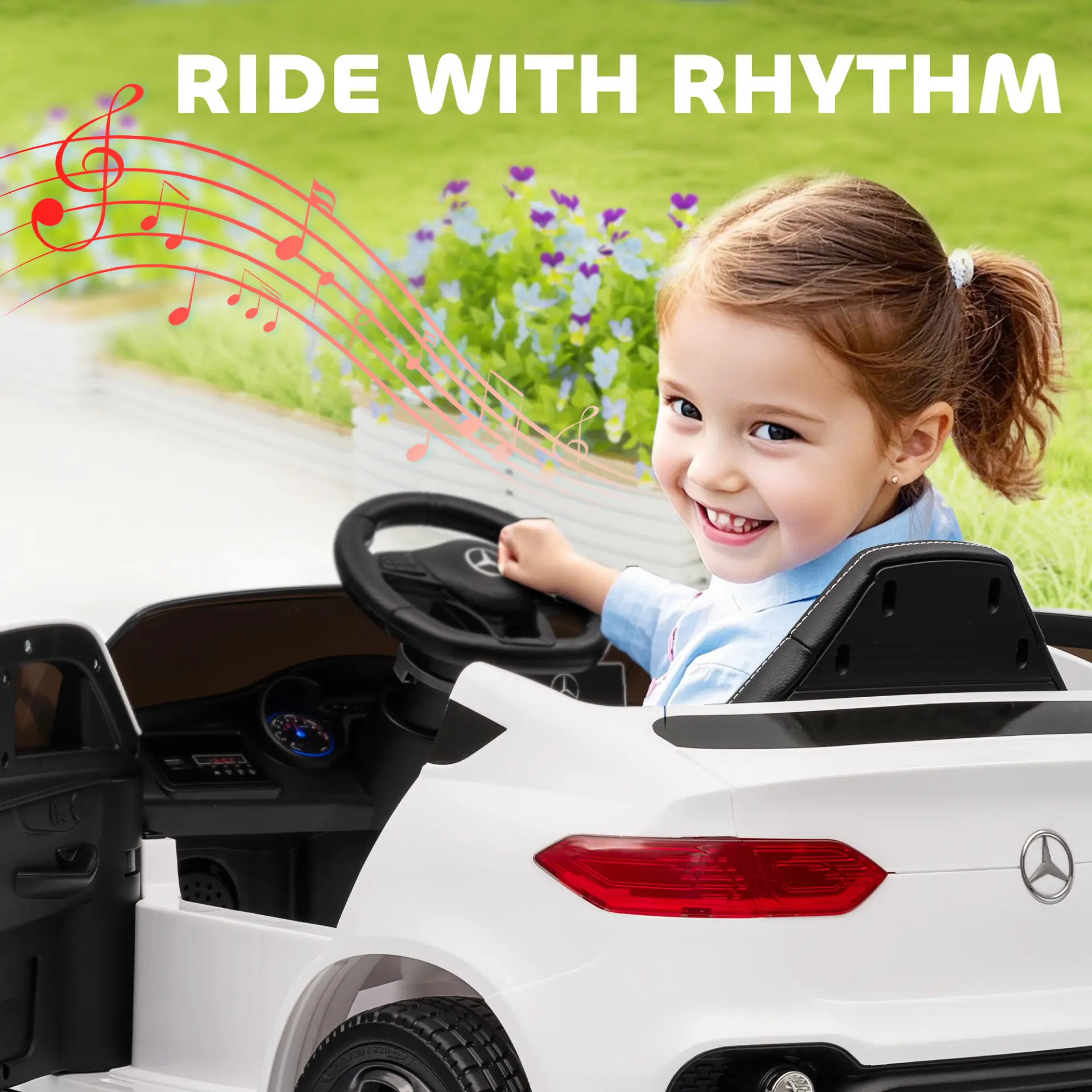 AIYAPLAY Mercedes-Benz GLC Licensed Kids Ride on Car with Remote Control, Soft Start, MP3, LED Headlights, White by All Mart Bristol Ltd