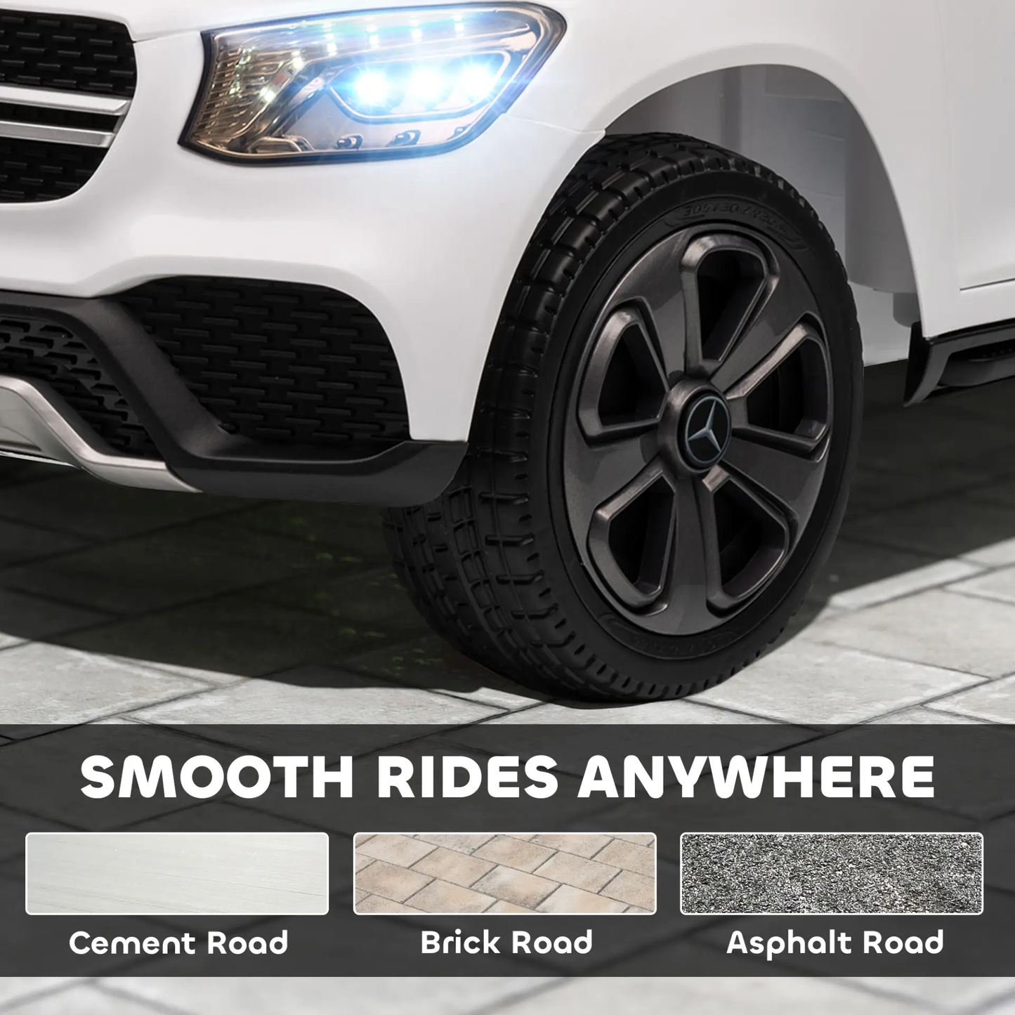 AIYAPLAY Mercedes-Benz GLC Licensed Kids Ride on Car with Remote Control, Soft Start, MP3, LED Headlights, White by All Mart Bristol Ltd