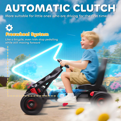 AIYAPLAY Pedal Go Kart for Kids Aged 3-6 Years, with Freewheel System, Brake, EVA Anti-Slip Wheels, Red by All Mart Bristol Ltd