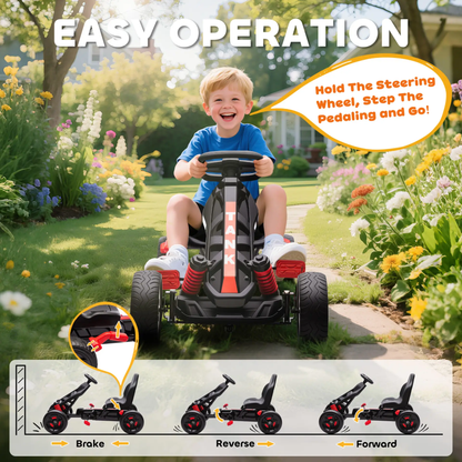 AIYAPLAY Pedal Go Kart for Kids Aged 3-6 Years, with Freewheel System, Brake, EVA Anti-Slip Wheels, Red by All Mart Bristol Ltd