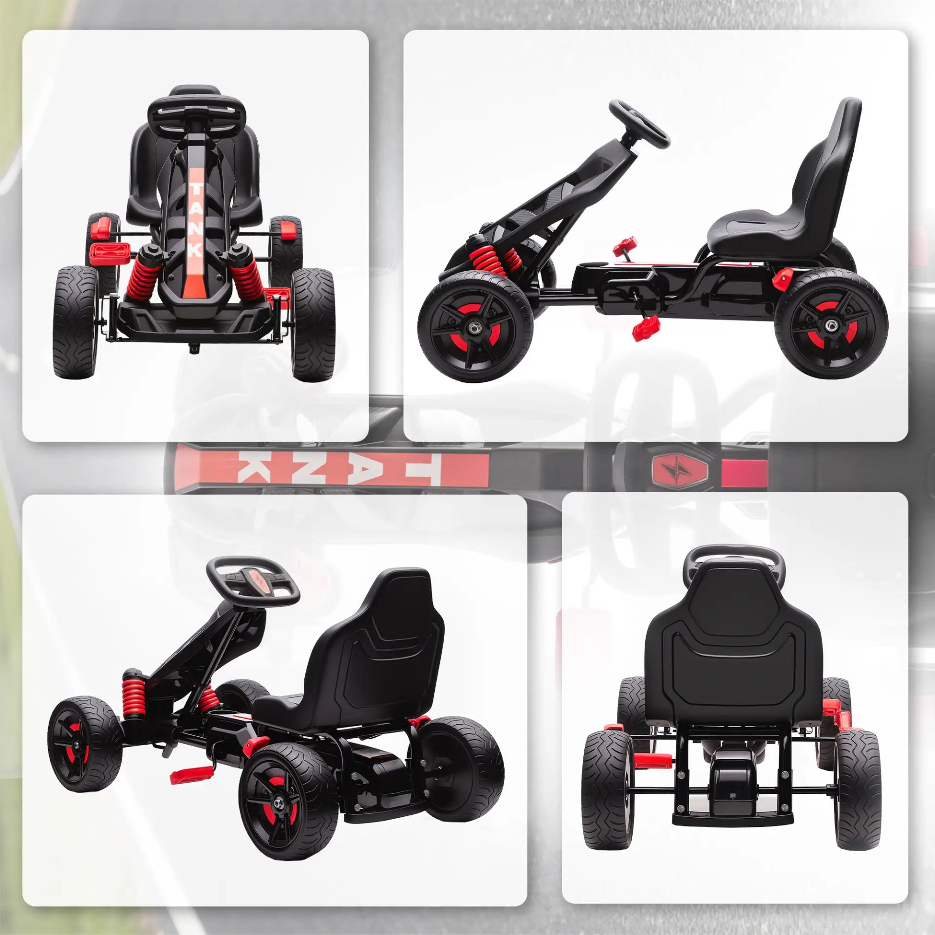 AIYAPLAY Pedal Go Kart for Kids Aged 3-6 Years, with Freewheel System, Brake, EVA Anti-Slip Wheels, Red by All Mart Bristol Ltd