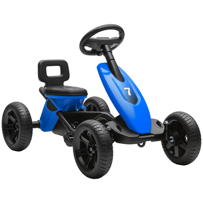 AIYAPLAY Pedal Go Kart for Kids 2-5 Years, with Silent EVA Wheels, Metal Frame, Blue by All Mart Bristol Ltd