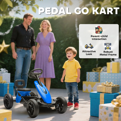 AIYAPLAY Pedal Go Kart for Kids 2-5 Years, with Silent EVA Wheels, Metal Frame, Blue by All Mart Bristol Ltd