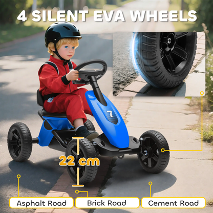 AIYAPLAY Pedal Go Kart for Kids 2-5 Years, with Silent EVA Wheels, Metal Frame, Blue by All Mart Bristol Ltd