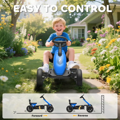 AIYAPLAY Pedal Go Kart for Kids 2-5 Years, with Silent EVA Wheels, Metal Frame, Blue by All Mart Bristol Ltd