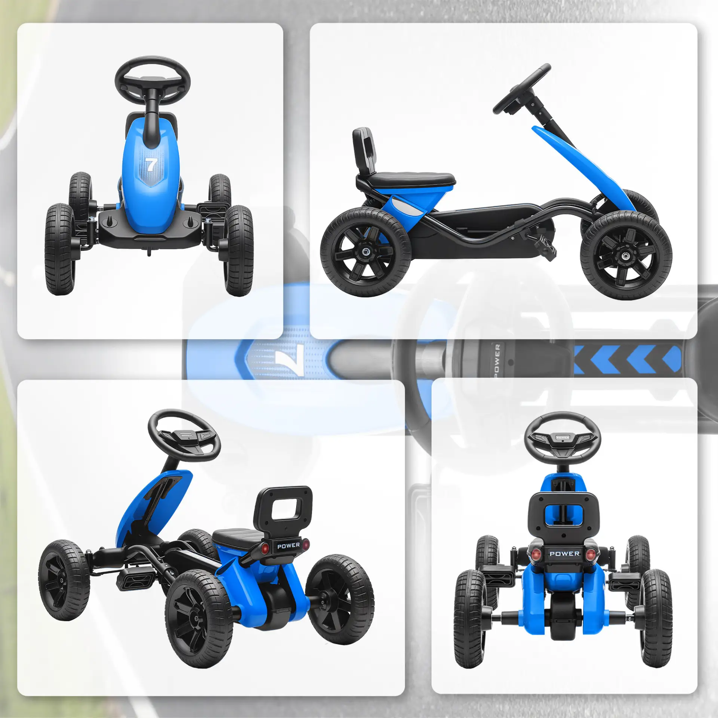 AIYAPLAY Pedal Go Kart for Kids 2-5 Years, with Silent EVA Wheels, Metal Frame, Blue by All Mart Bristol Ltd