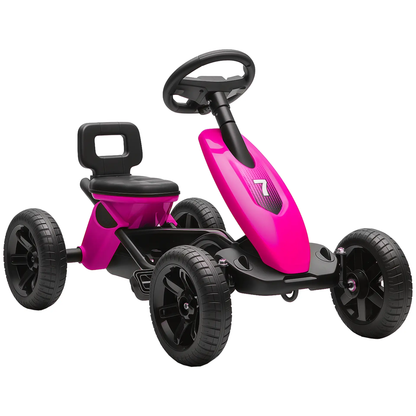AIYAPLAY Pedal Go Kart for Kids 2-5 Years, with Silent EVA Wheels, Metal Frame, Pink by All Mart Bristol Ltd
