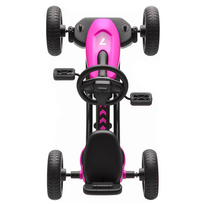 AIYAPLAY Pedal Go Kart for Kids 2-5 Years, with Silent EVA Wheels, Metal Frame, Pink by All Mart Bristol Ltd