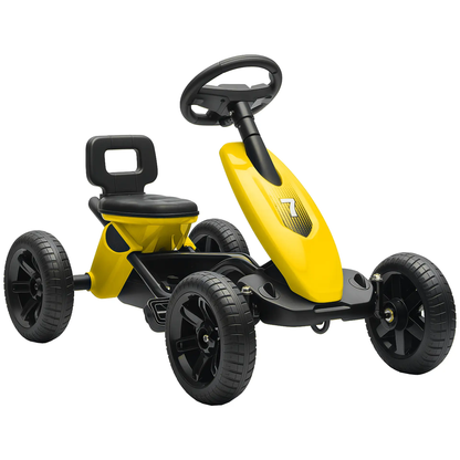 AIYAPLAY Pedal Go Kart for Kids 2-5 Years, with Silent EVA Wheels, Metal Frame, Yellow by All Mart Bristol Ltd
