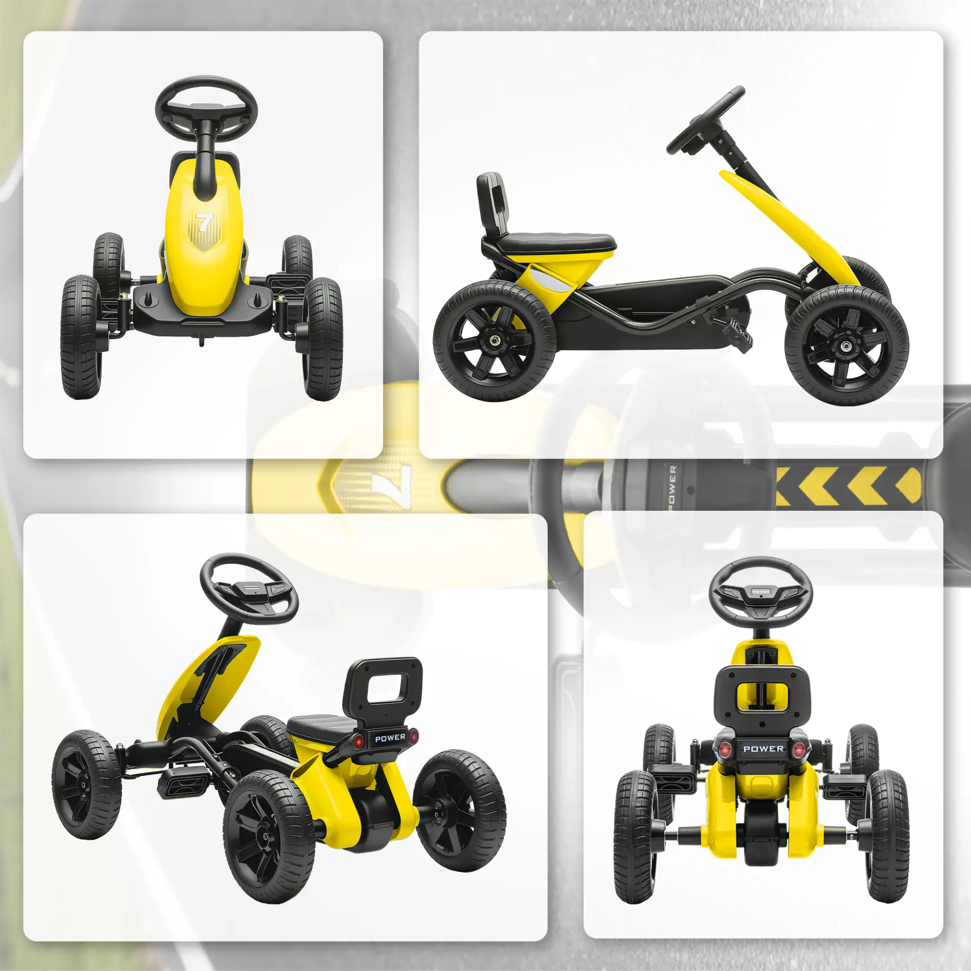 AIYAPLAY Pedal Go Kart for Kids 2-5 Years, with Silent EVA Wheels, Metal Frame, Yellow by All Mart Bristol Ltd