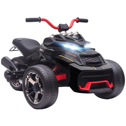 AIYAPLAY 12V Kids Electric Ride On Car with 3 Wheeler, MP3 Player, Horn, 2 Speeds, LED Lights for Boys & Girls Ages 3-8, Black by All Mart Bristol Ltd