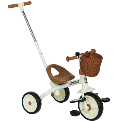AIYAPLAY 2-In-1 Toddler Trike for 2-5 Years Old, 3 Wheel Bike with Adjustable Parent Handle, Basket for Boys and Girls, White by All Mart Bristol Ltd