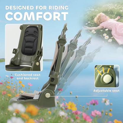 AIYAPLAY 5 in 1 Kids Trike with Adjustable Backrest, Toddler Tricycle with Push Handlebar, Adjustable Backrest, Dark Green by All Mart Bristol Ltd
