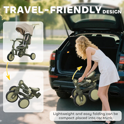 AIYAPLAY 5 in 1 Kids Trike with Adjustable Backrest, Toddler Tricycle with Push Handlebar, Adjustable Backrest, Dark Green by All Mart Bristol Ltd