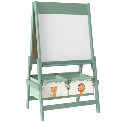 AIYAPLAY Art Easel for Kids, Double-Sided Whiteboard/Blackboard with Paper Roll, Two Storage Boxes, for Ages 3-8 Years, Green by All Mart Bristol Ltd