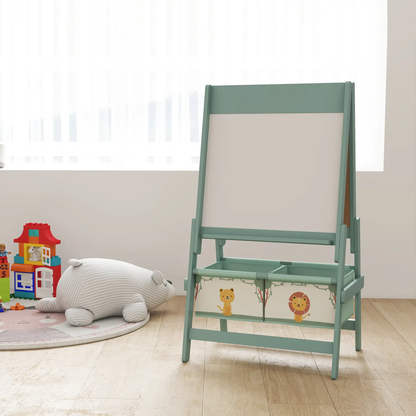 AIYAPLAY Art Easel for Kids, Double-Sided Whiteboard/Blackboard with Paper Roll, Two Storage Boxes, for Ages 3-8 Years, Green by All Mart Bristol Ltd