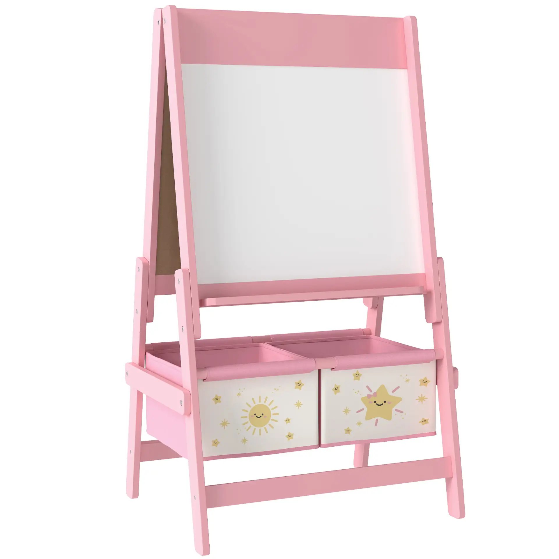 AIYAPLAY Art Easel for Kids, Double-Sided Whiteboard/Blackboard with Paper Roll, Two Storage Boxes, for Ages 3-8 Years, Pink by All Mart Bristol Ltd