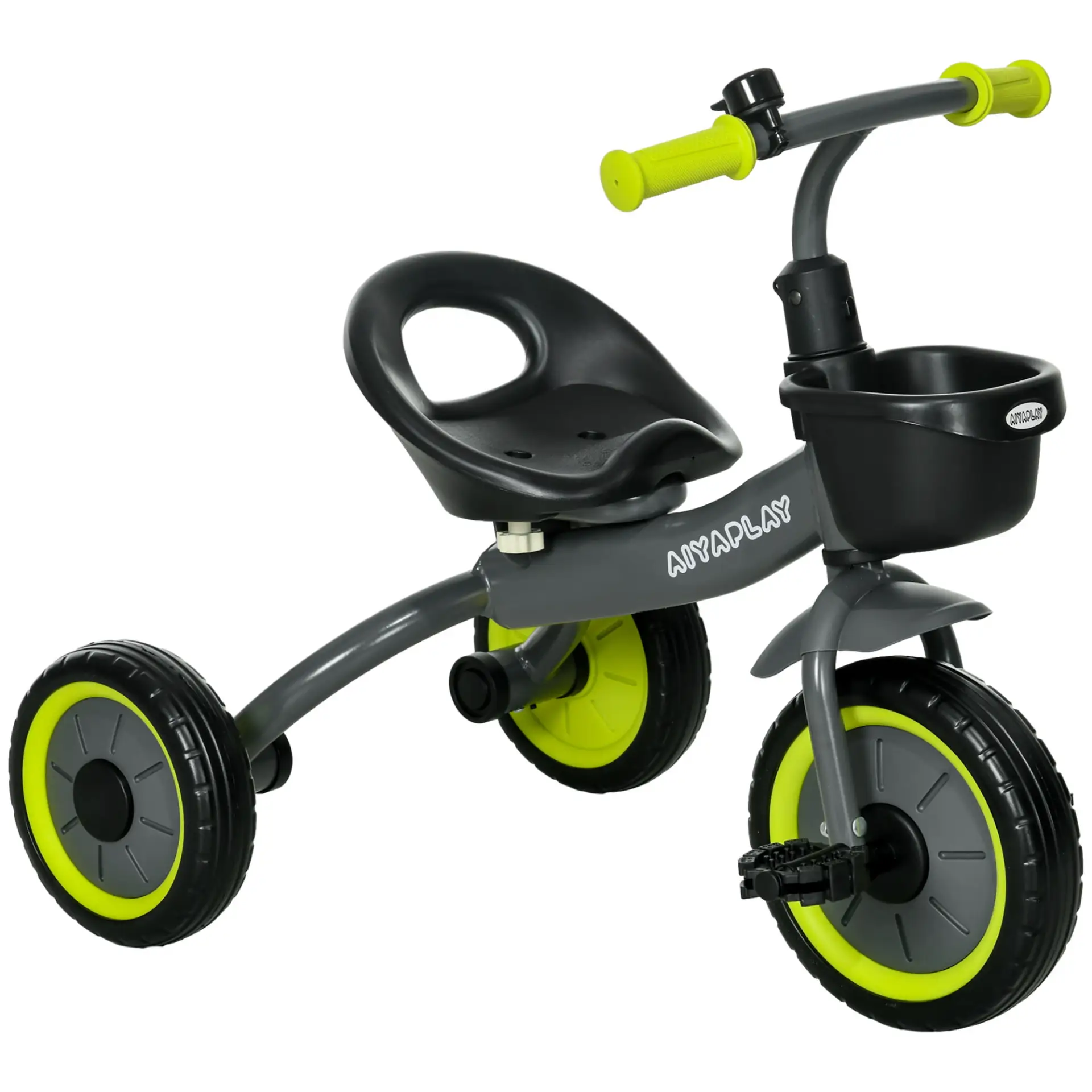 AIYAPLAY Kids Trike, Tricycle, with Adjustable Seat, Basket, Bell, for Ages 2-5 Years - Black by All Mart Bristol Ltd