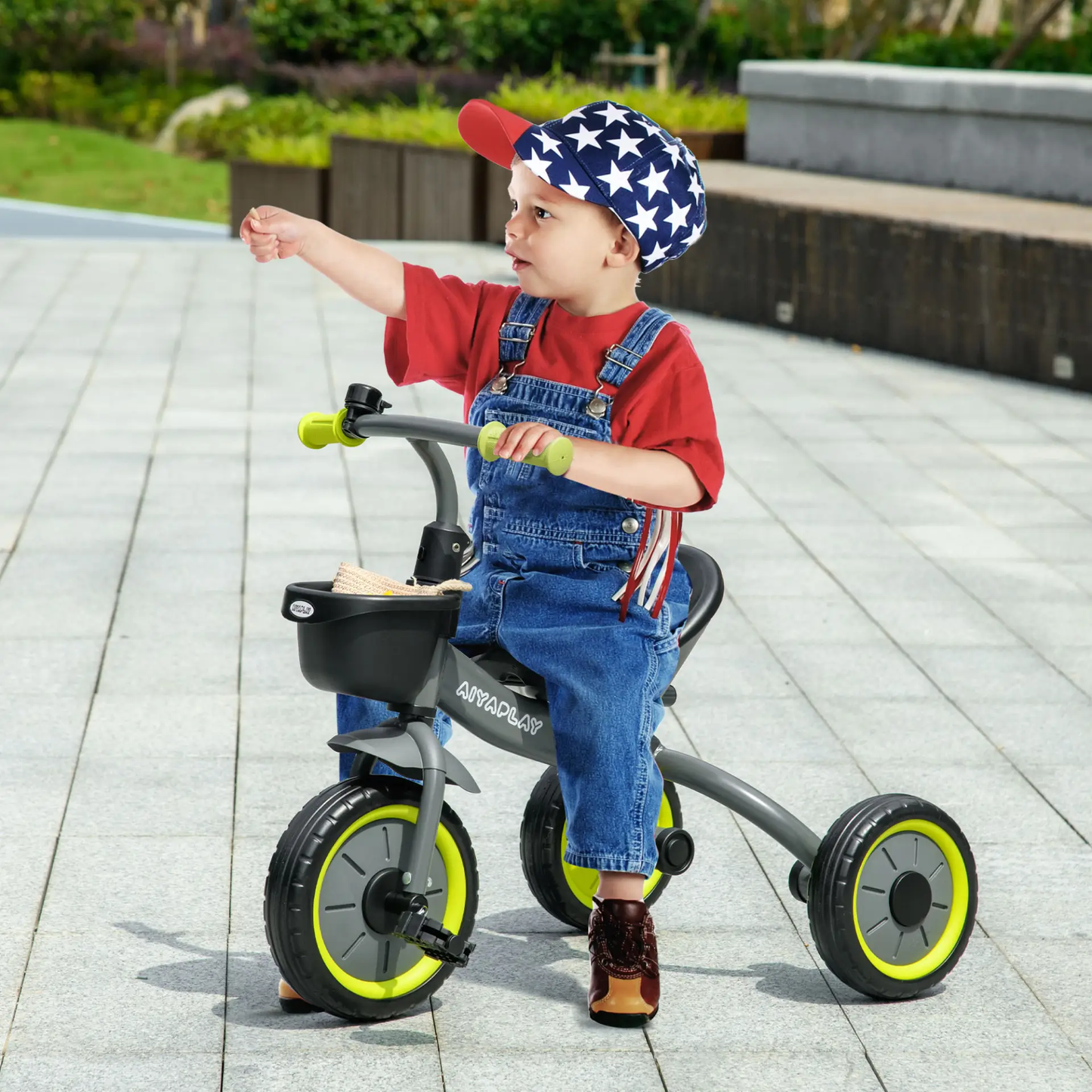 AIYAPLAY Kids Trike, Tricycle, with Adjustable Seat, Basket, Bell, for Ages 2-5 Years - Black by All Mart Bristol Ltd