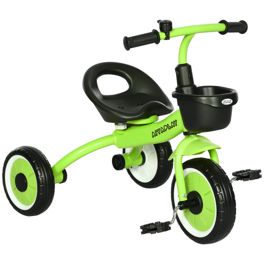 AIYAPLAY Kids Trike, Tricycle, with Adjustable Seat, Basket, Bell, for Ages 2-5 Years - Green by All Mart Bristol Ltd