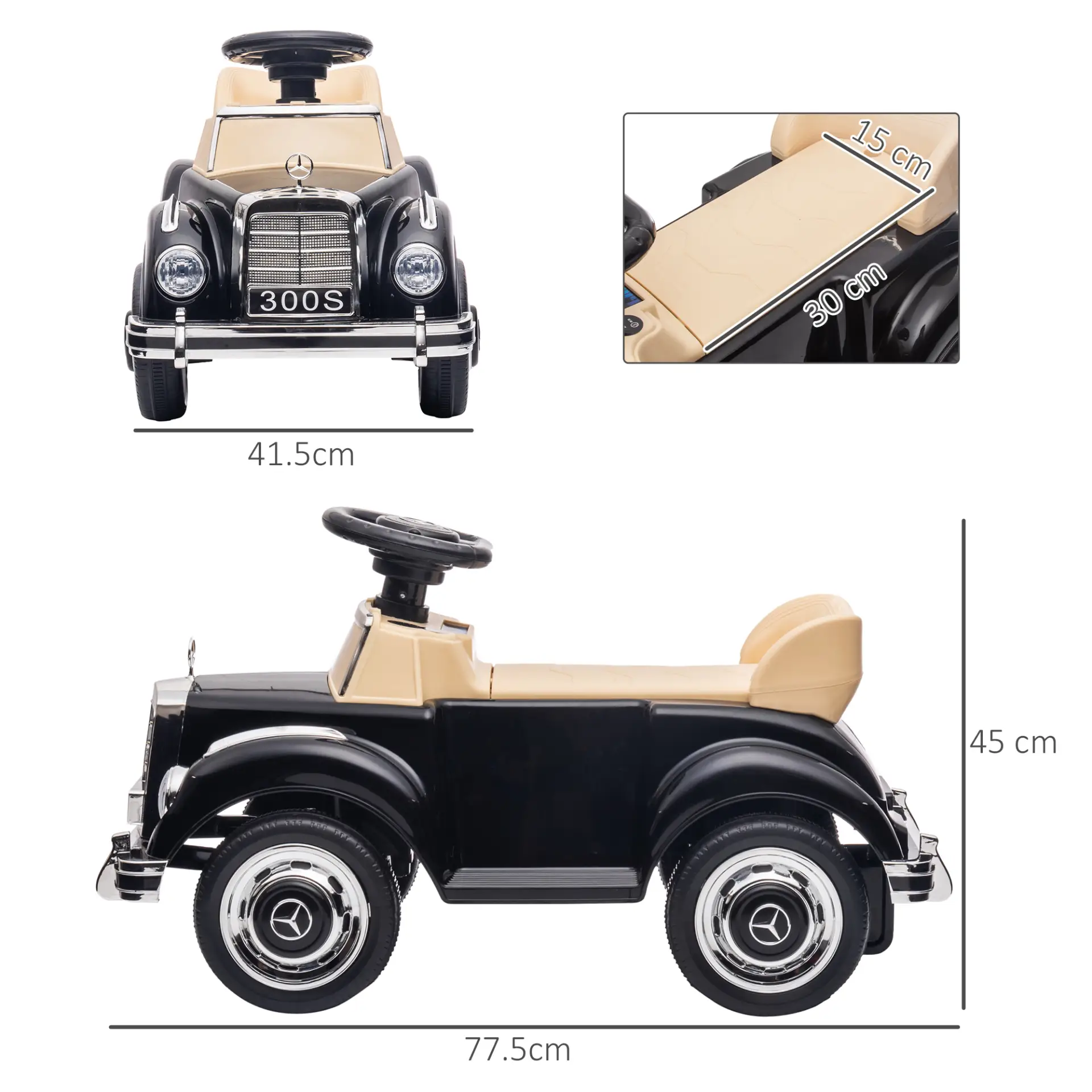 AIYAPLAY Foot to Floor Ride on Sliding Car Mercedes-Benz 300S Licensed for 18-48 months by All Mart Bristol Ltd