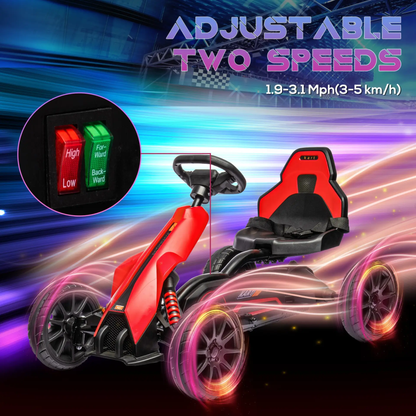 HOMCOM 12V Electric Go-Kart for Kids, Ride-On Racing Go-Kart, with Forward and Reversing Functions, for Ages 3-8 Years - Red by All Mart Bristol Ltd