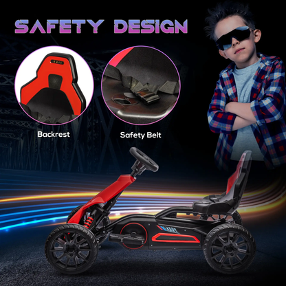 HOMCOM 12V Electric Go-Kart for Kids, Ride-On Racing Go-Kart, with Forward and Reversing Functions, for Ages 3-8 Years - Red by All Mart Bristol Ltd