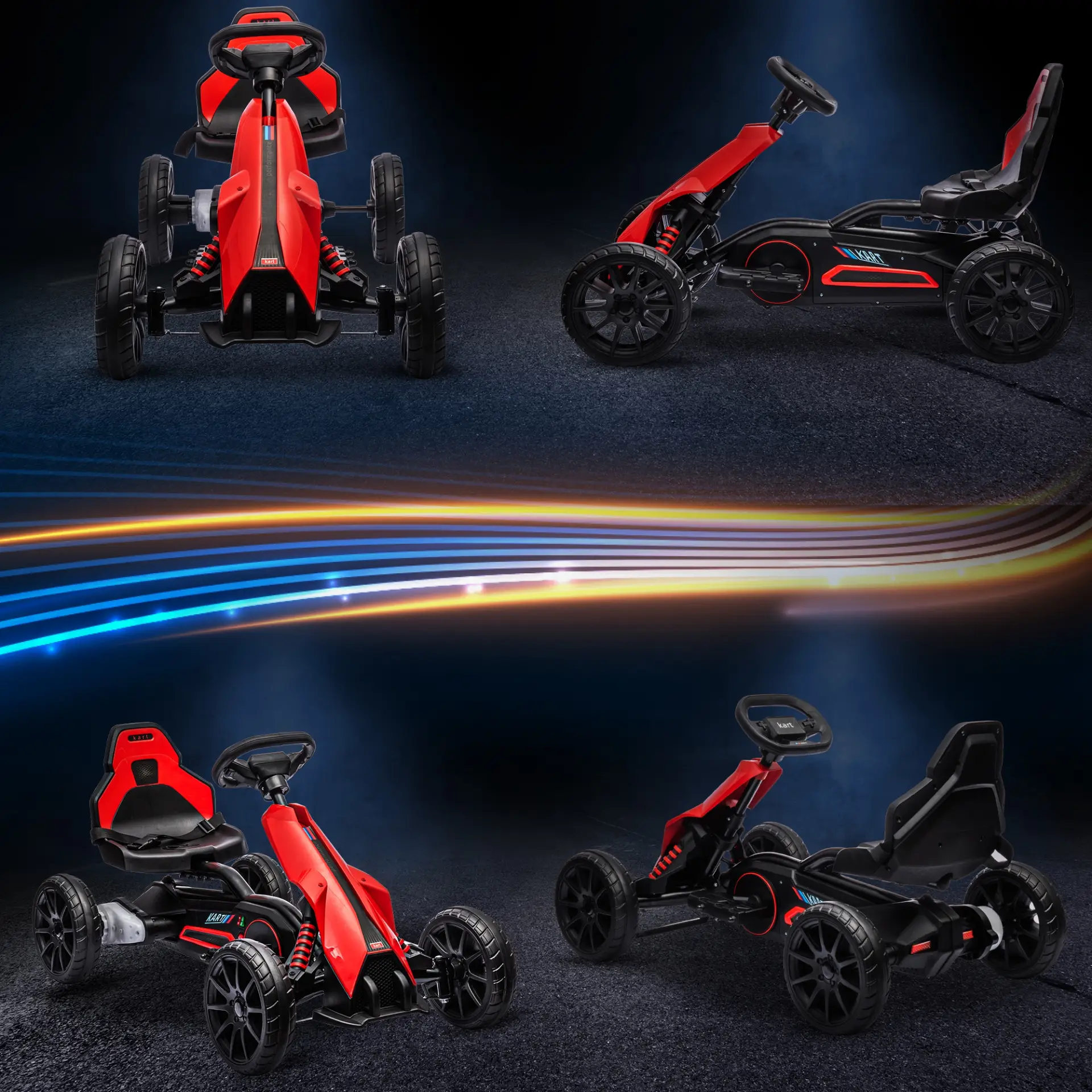 HOMCOM 12V Electric Go-Kart for Kids, Ride-On Racing Go-Kart, with Forward and Reversing Functions, for Ages 3-8 Years - Red by All Mart Bristol Ltd
