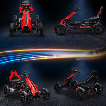 HOMCOM 12V Electric Go-Kart for Kids, Ride-On Racing Go-Kart, with Forward and Reversing Functions, for Ages 3-8 Years - Red by All Mart Bristol Ltd