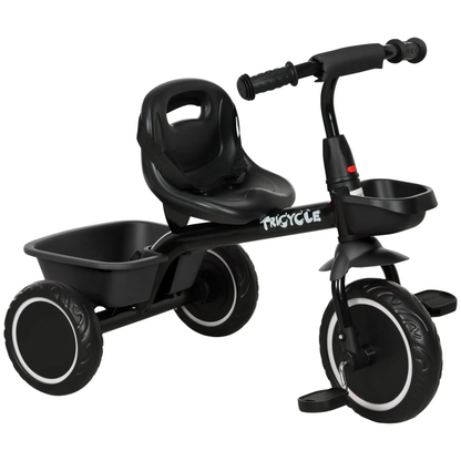AIYAPLAY Kids Trike for 2-5 Years with Adjustable Seat, Pedal, Baskets, Black by All Mart Bristol Ltd