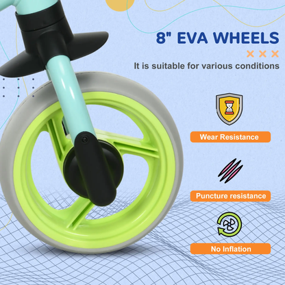 AIYAPLAY 8" Balance Bike, Lightweight Training Bike for Children, with Adjustable Seat, EVA Wheels, Easy installation - Green by All Mart Bristol Ltd