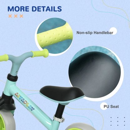 AIYAPLAY 8" Balance Bike, Lightweight Training Bike for Children, with Adjustable Seat, EVA Wheels, Easy installation - Green by All Mart Bristol Ltd