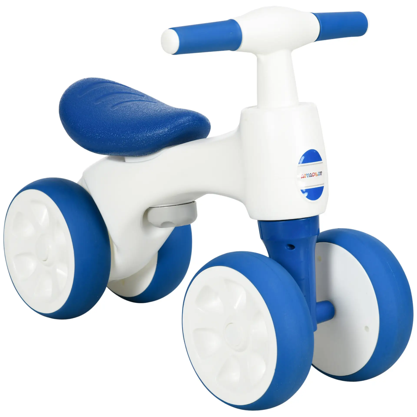 AIYAPLAY Balance Bike for Ages 18-36 Months, with Anti-Slip Handlebars, Four Wheels, No Pedal - Blue by All Mart Bristol Ltd