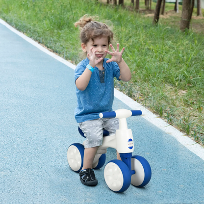 AIYAPLAY Balance Bike for Ages 18-36 Months, with Anti-Slip Handlebars, Four Wheels, No Pedal - Blue by All Mart Bristol Ltd