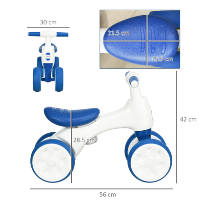 AIYAPLAY Balance Bike for Ages 18-36 Months, with Anti-Slip Handlebars, Four Wheels, No Pedal - Blue by All Mart Bristol Ltd