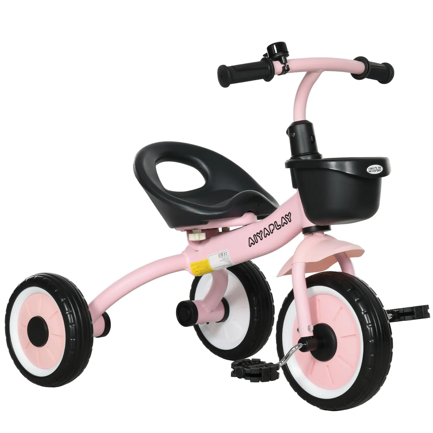 AIYAPLAY Kids Trike, Tricycle, with Adjustable Seat, Basket, Bell, for Ages 2-5 Years - Pink by All Mart Bristol Ltd