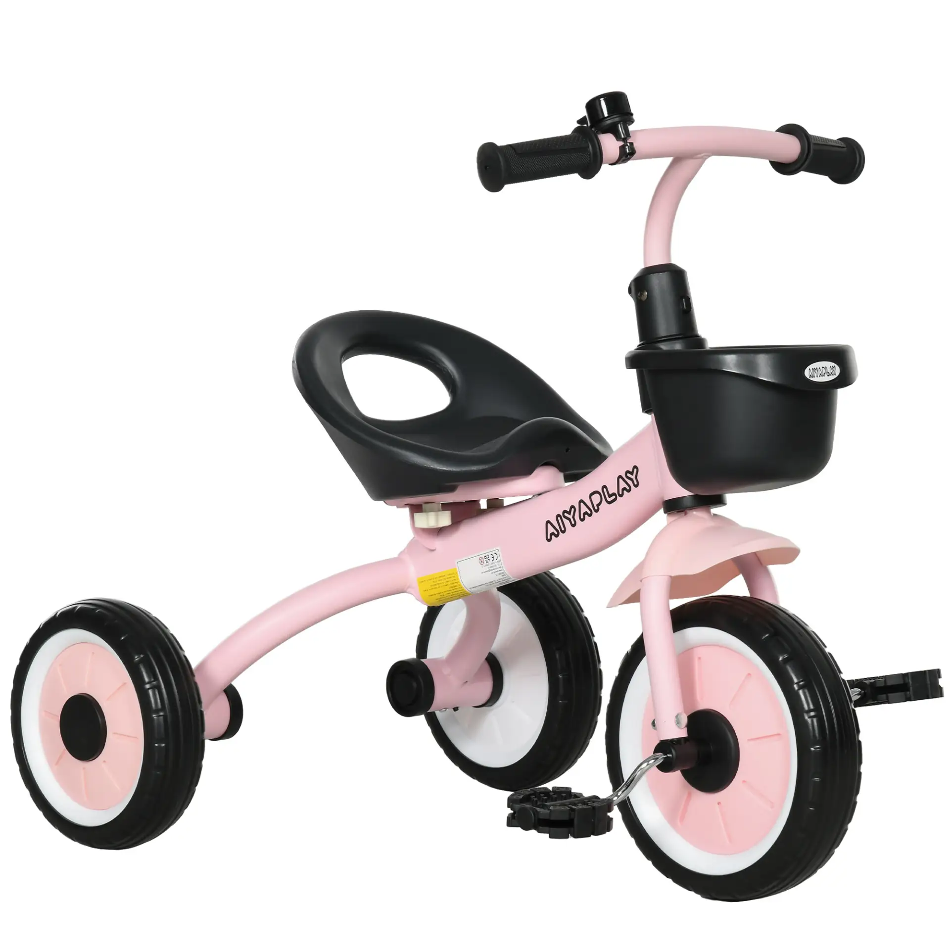 AIYAPLAY Kids Trike, Tricycle, with Adjustable Seat, Basket, Bell, for Ages 2-5 Years - Pink by All Mart Bristol Ltd
