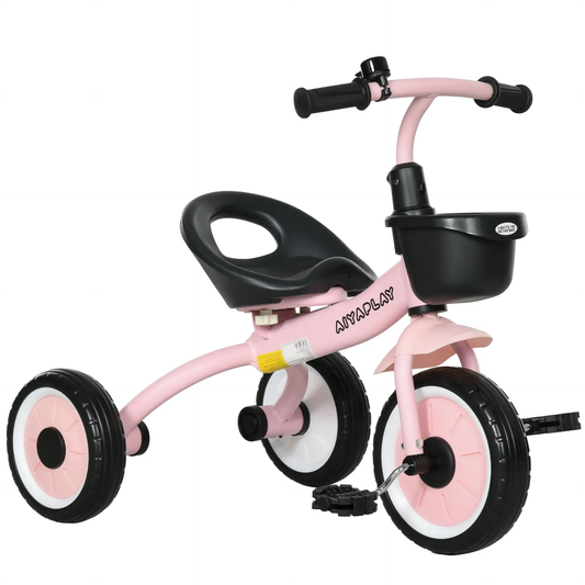 AIYAPLAY Kids Trike, Tricycle, with Adjustable Seat, Basket, Bell, for Ages 2-5 Years - Pink by All Mart Bristol Ltd