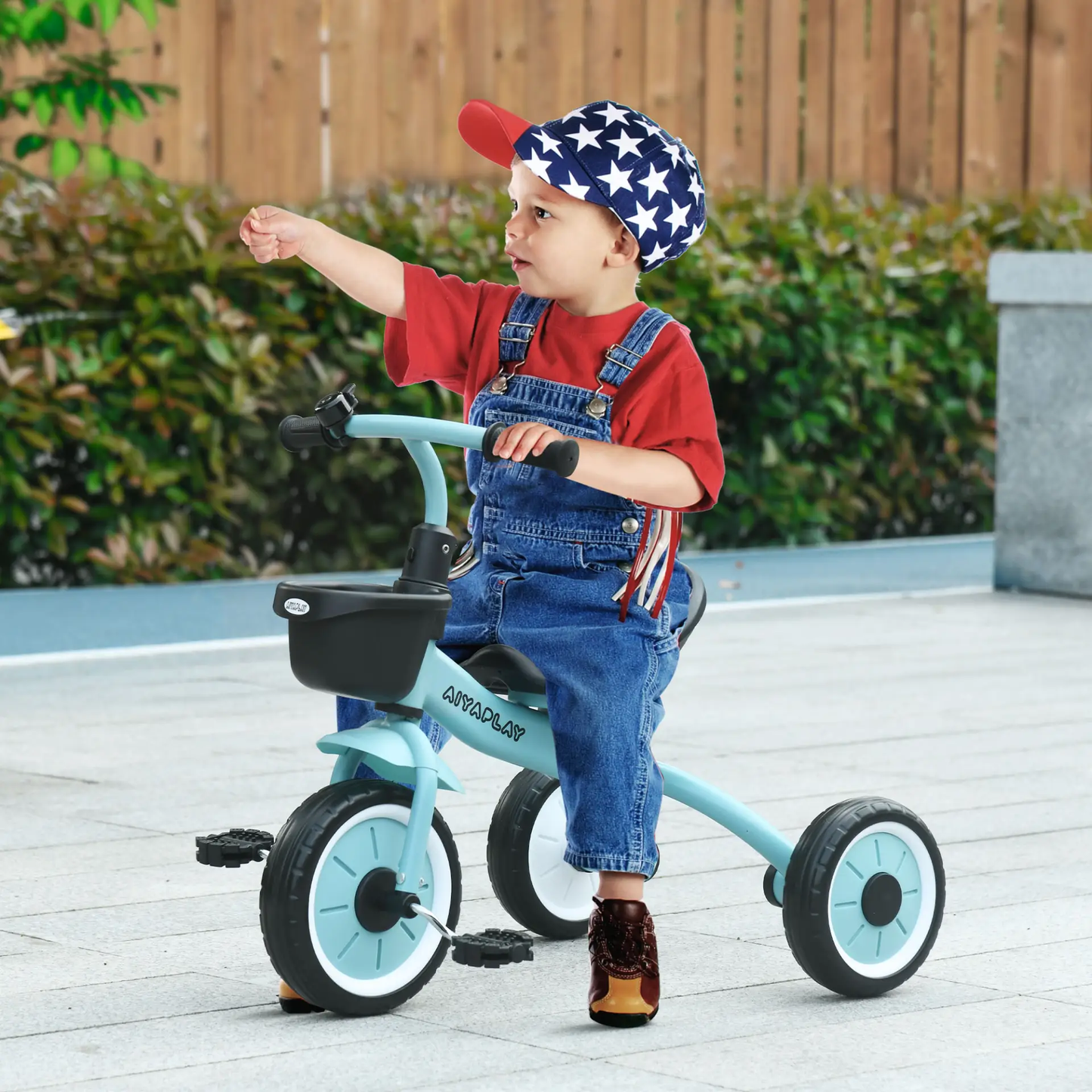 AIYAPLAY Kids Trike, Tricycle, with Adjustable Seat, Basket, Bell, for Ages 2-5 Years - Blue by All Mart Bristol Ltd