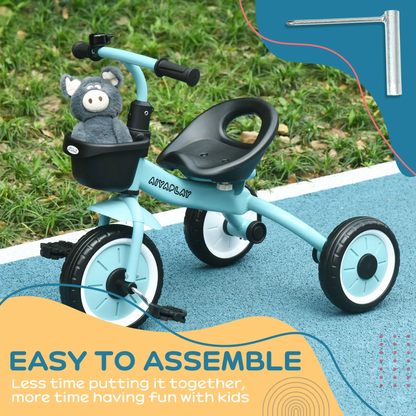 AIYAPLAY Kids Trike, Tricycle, with Adjustable Seat, Basket, Bell, for Ages 2-5 Years - Blue by All Mart Bristol Ltd