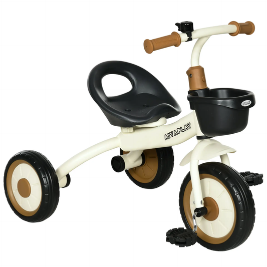 AIYAPLAY Kids Trike, Tricycle, with Adjustable Seat, Basket, Bell, for Ages 2-5 Years - White by All Mart Bristol Ltd