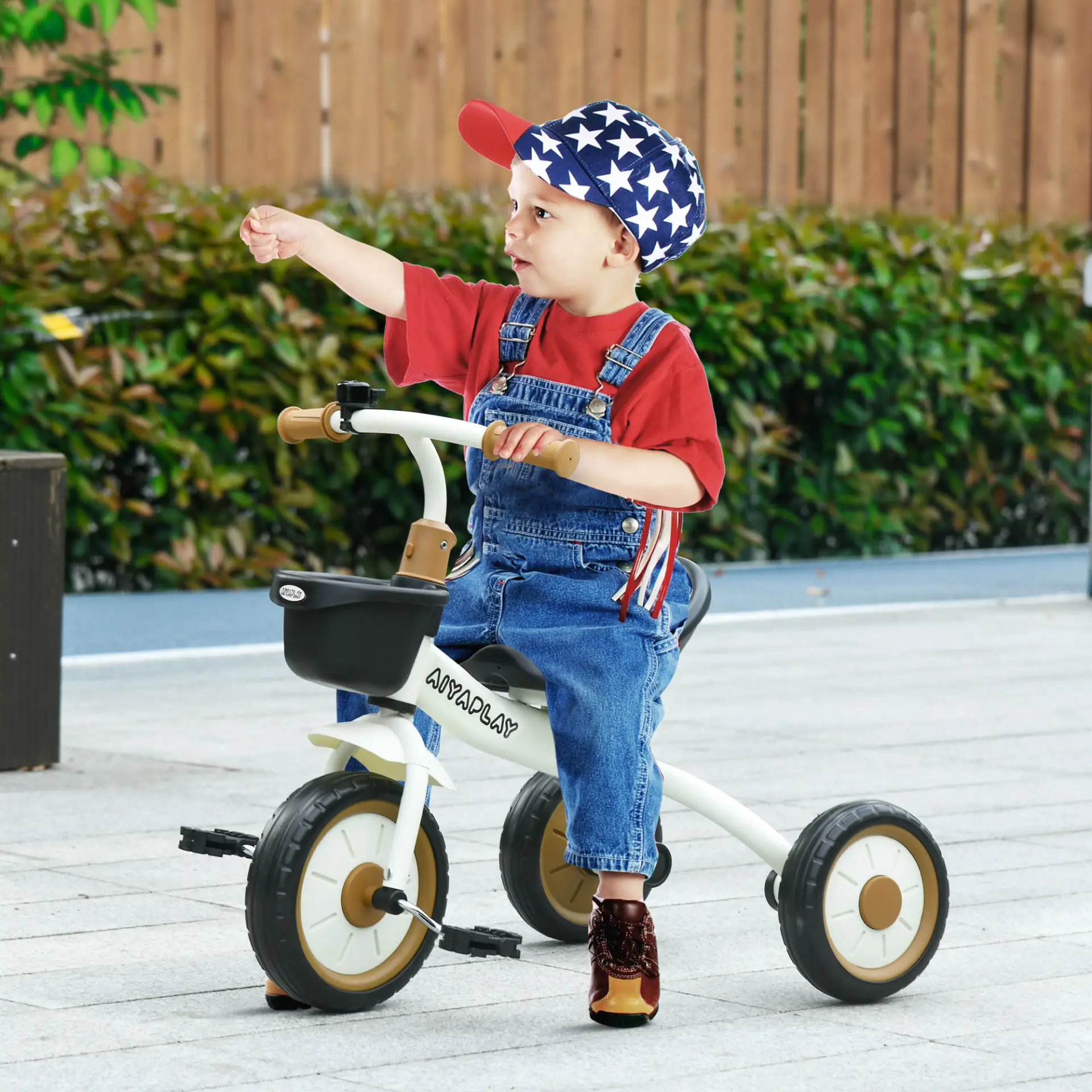 AIYAPLAY Kids Trike, Tricycle, with Adjustable Seat, Basket, Bell, for Ages 2-5 Years - White by All Mart Bristol Ltd